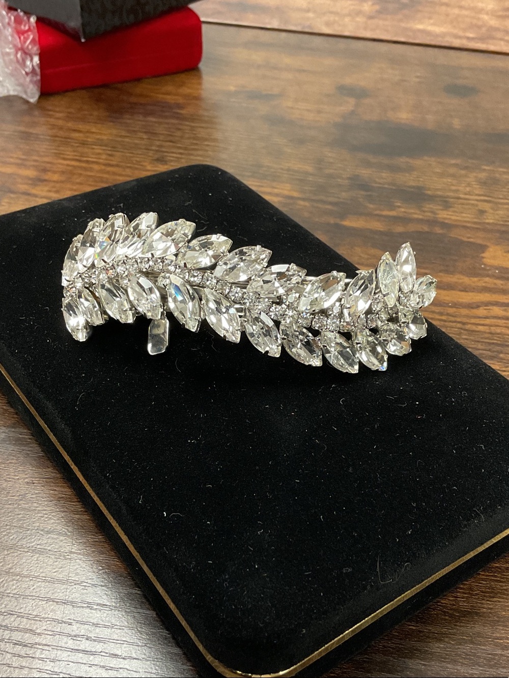 Nordstrom Silver Crystal Leaf Hair Barrette